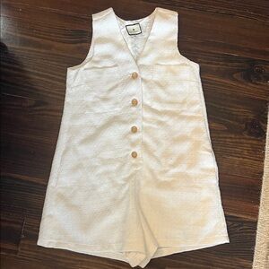 Tuckernuck Sleeveless White Button-Up Romper